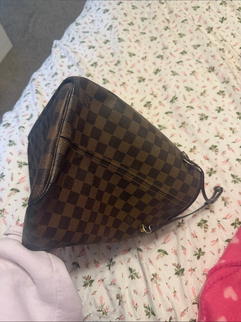 Louis Vuitton Brown Damier Ebene Tote with Red Interior
